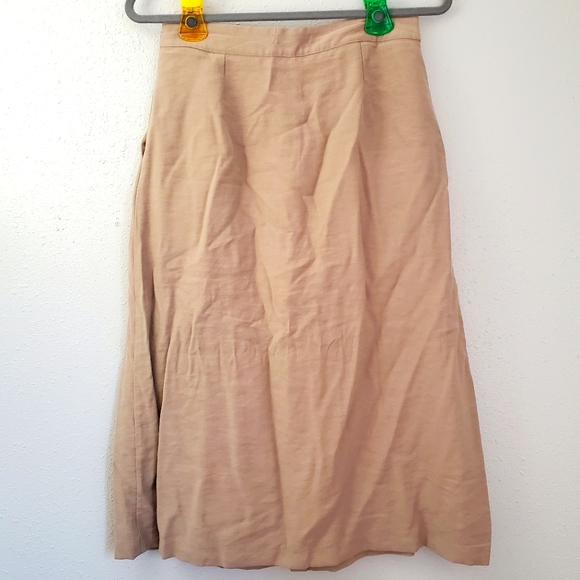 Böhme Tan Knee Pencil Skort wooden buttondown front with pockets side zipper Med - Picture 2 of 8